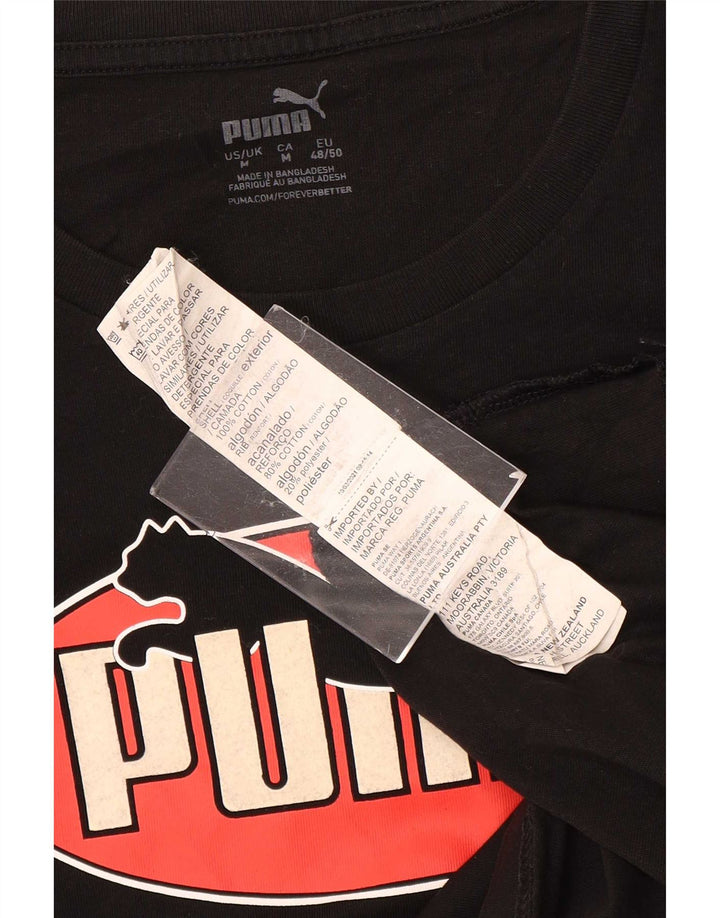 Puma Herre Grafisk T-Shirt Top Medium Sort Bomuld