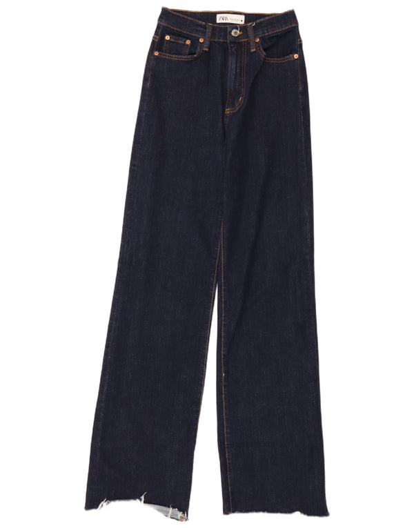 Zara Dame Jeans med brede ben EU 34 2XS W24 L34 Marineblå Bomuld