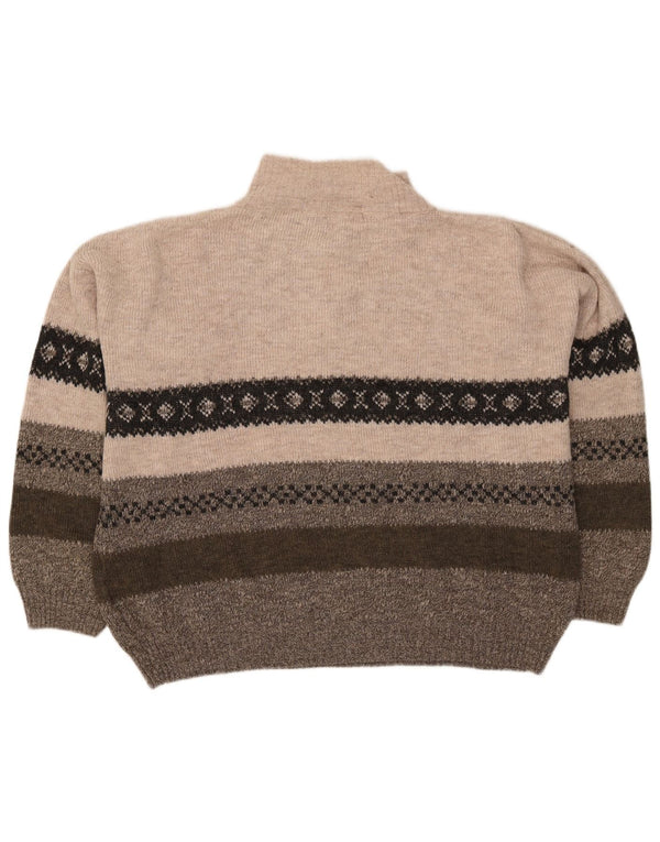 Southern Mens Zip Neck Jumper Sweater 2XL Beige Fair Isle Akryl