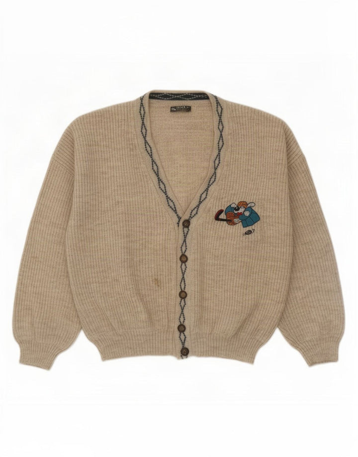 Vintage herre cardigan sweater, stor grå uld