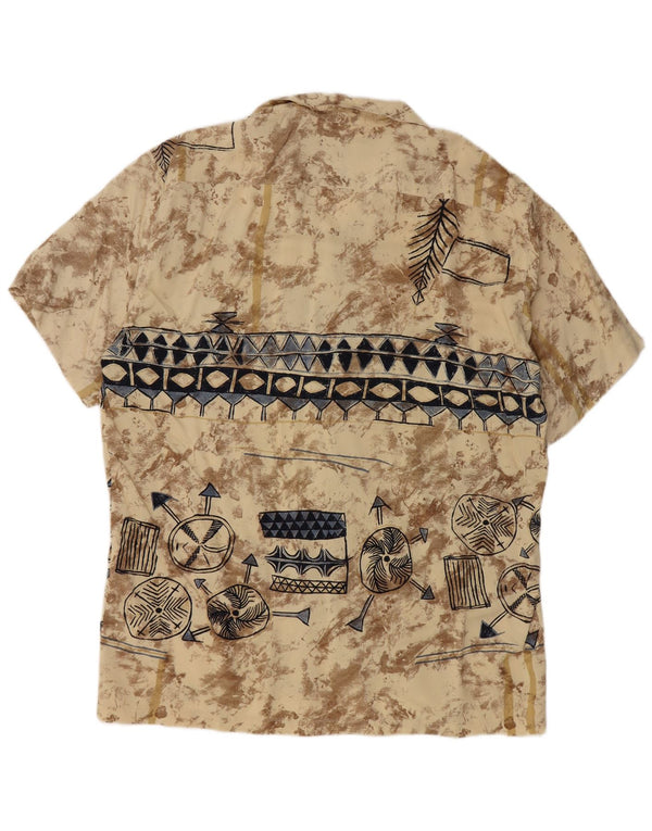 TIPO' S Mens Short Sleeve Shirt Large Beige Geometric Viscose