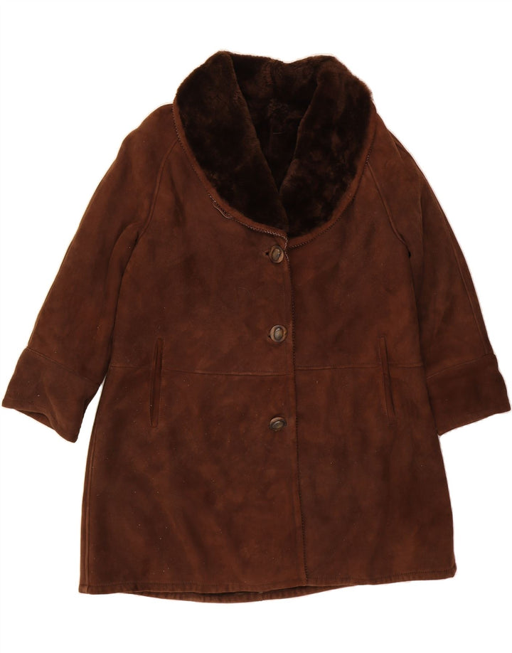 DIBI Womens Shearling Coat UK 18 XL Brown Shearling Vintage Dibi and Second-Hand Dibi from Messina Hembry 