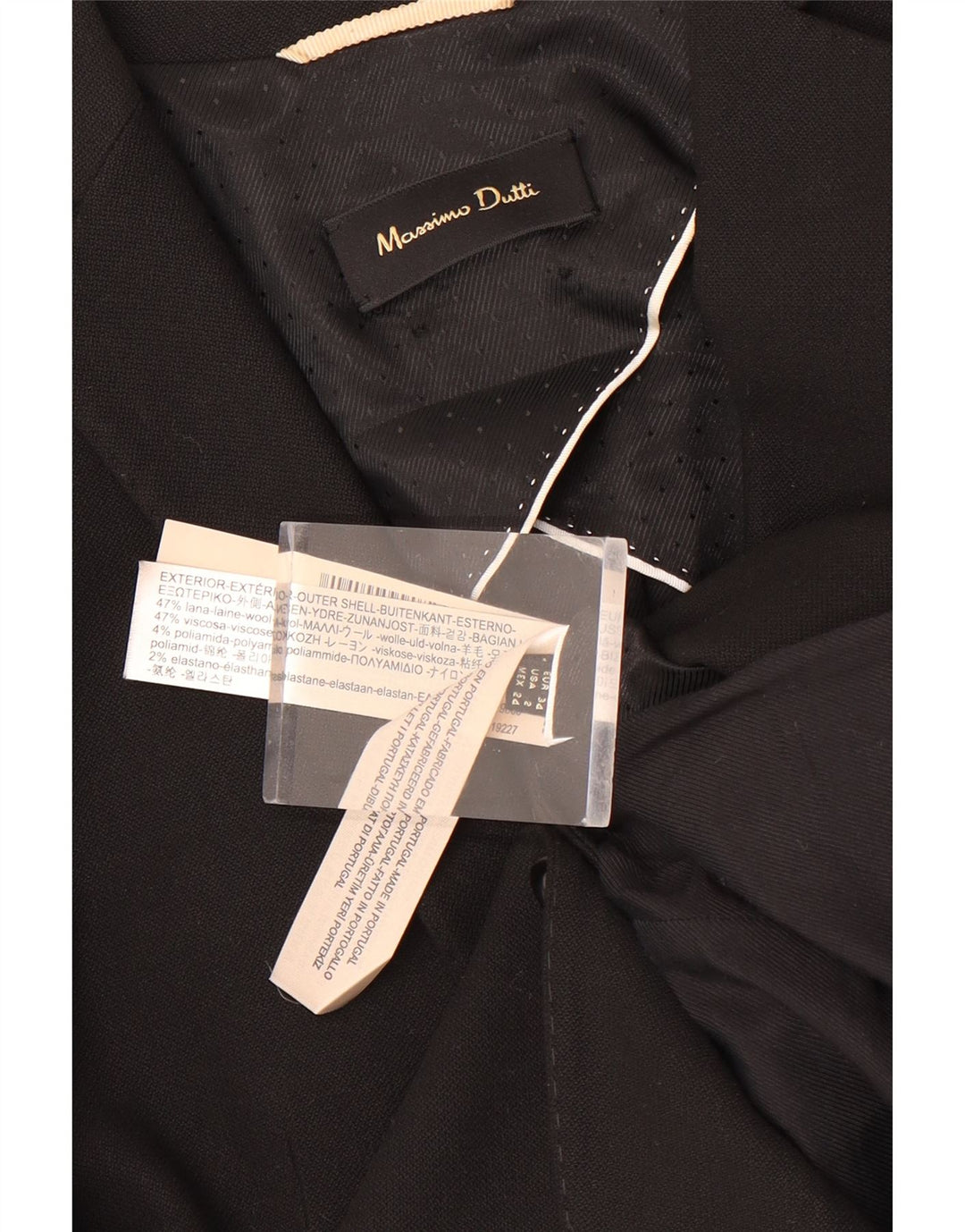 MASSIMO DUTTI Dame 1-knaps blazerjakke EU 34 XS Sort Uld
