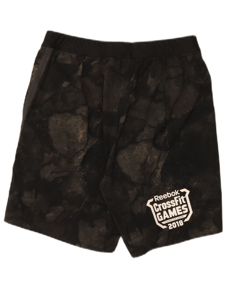 Reebok Herre Cross Fit Grafiske Sportsshorts Medium Sort Geometrisk Polyester