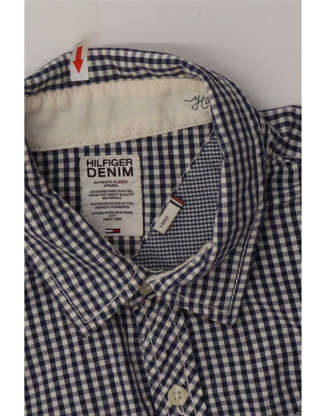 Tommy Hilfiger Herreskjorte Large Blue Gingham Cotton