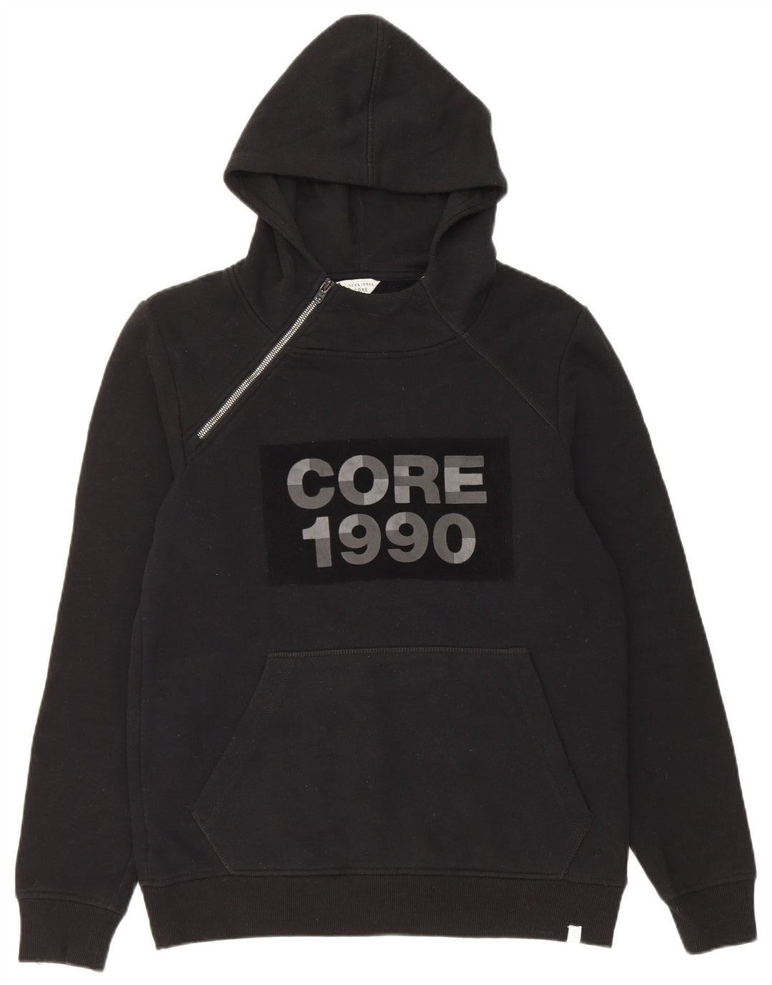 Jack & Jones Herre lynlåshals Grafisk hættetrøje Jumper Medium Sort Polyester