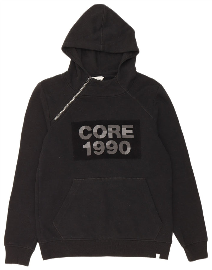 Jack & Jones Herre lynlåshals Grafisk hættetrøje Jumper Medium Sort Polyester