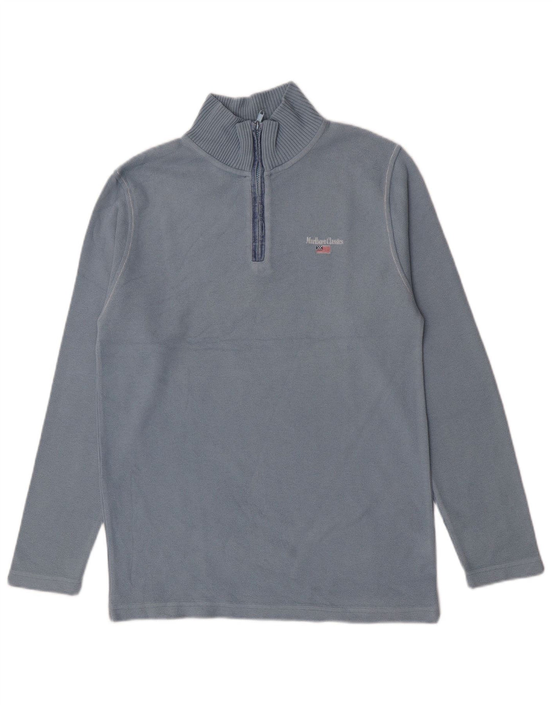 Marlboro Classics Drenge Zip Neck Jumper Sweater 15-16 år Stor Blå