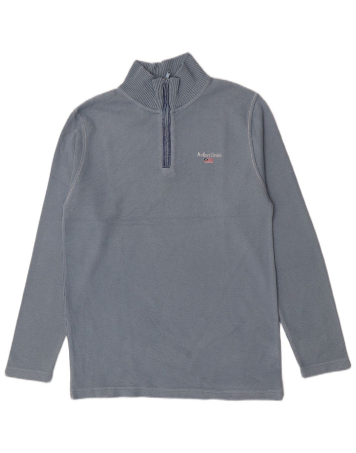 Marlboro Classics Drenge Zip Neck Jumper Sweater 15-16 år Stor Blå