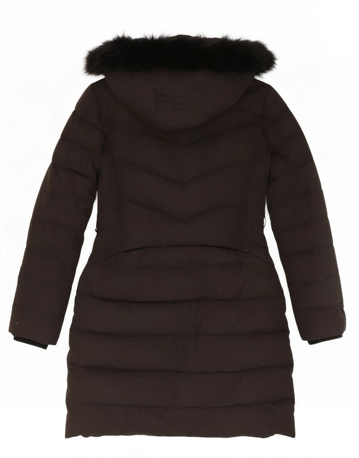 Zara Dame Hætte Polstret Frakke UK 10 Small Black Polyester