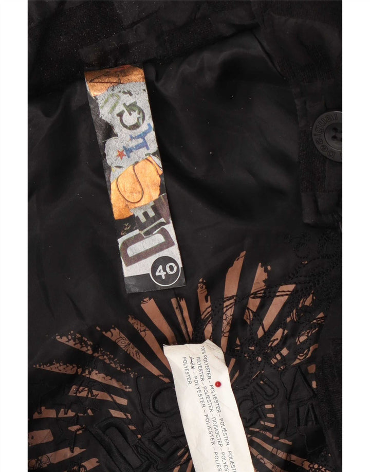 Desigual Grafisk Overfrakke til kvinder EU 40 Medium Sort Geometrisk Polyester