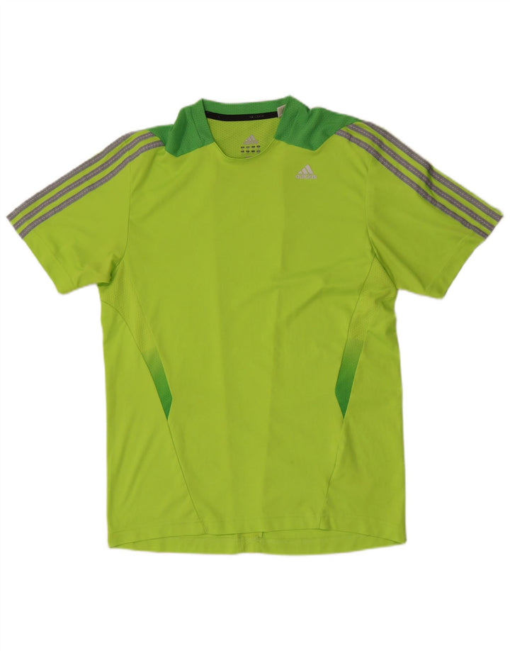 Adidas Herre Climacool T-Shirt Top Medium Grøn Colourblock Polyester