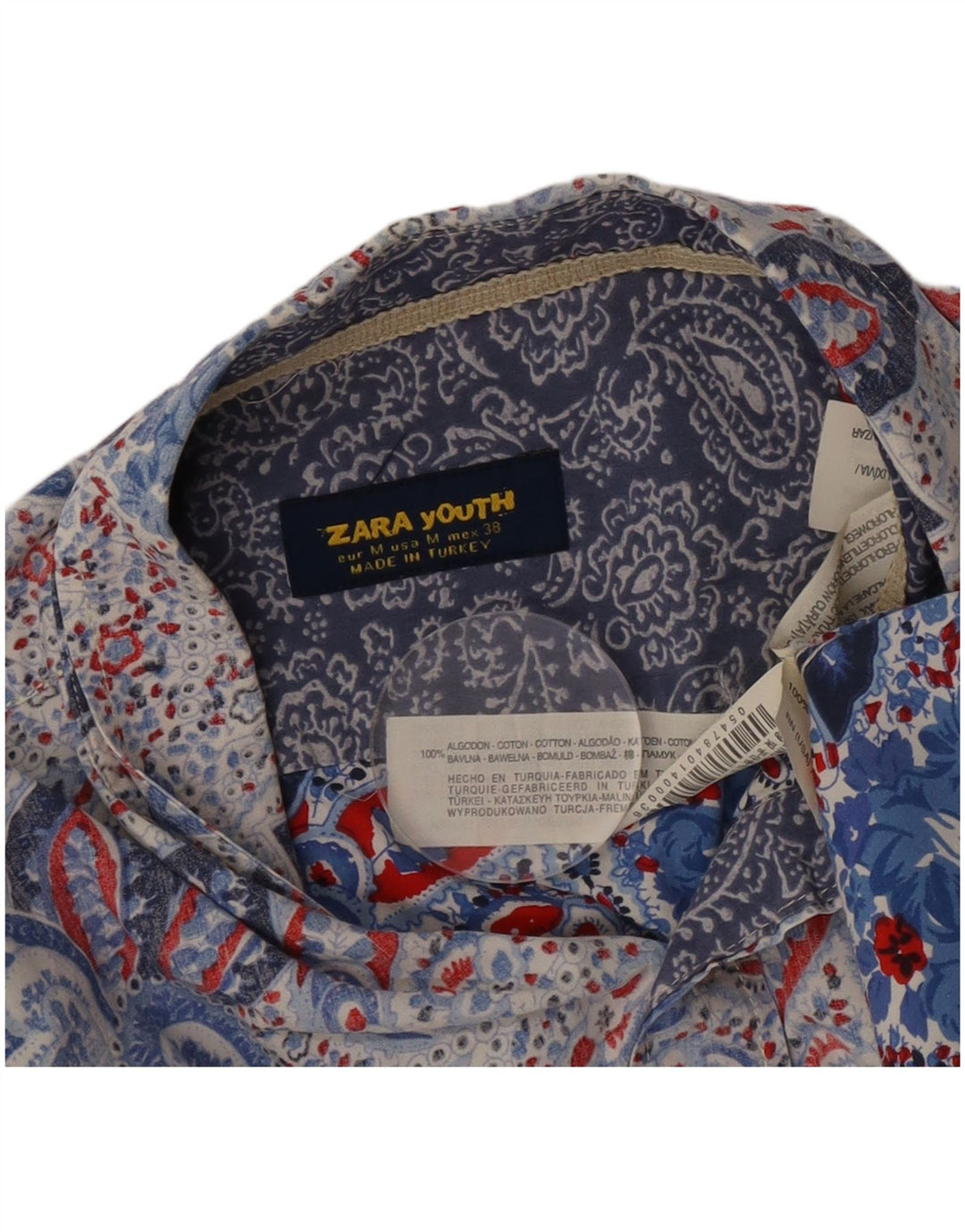 Zara Herreskjorte Medium Blue Paisley Cotton
