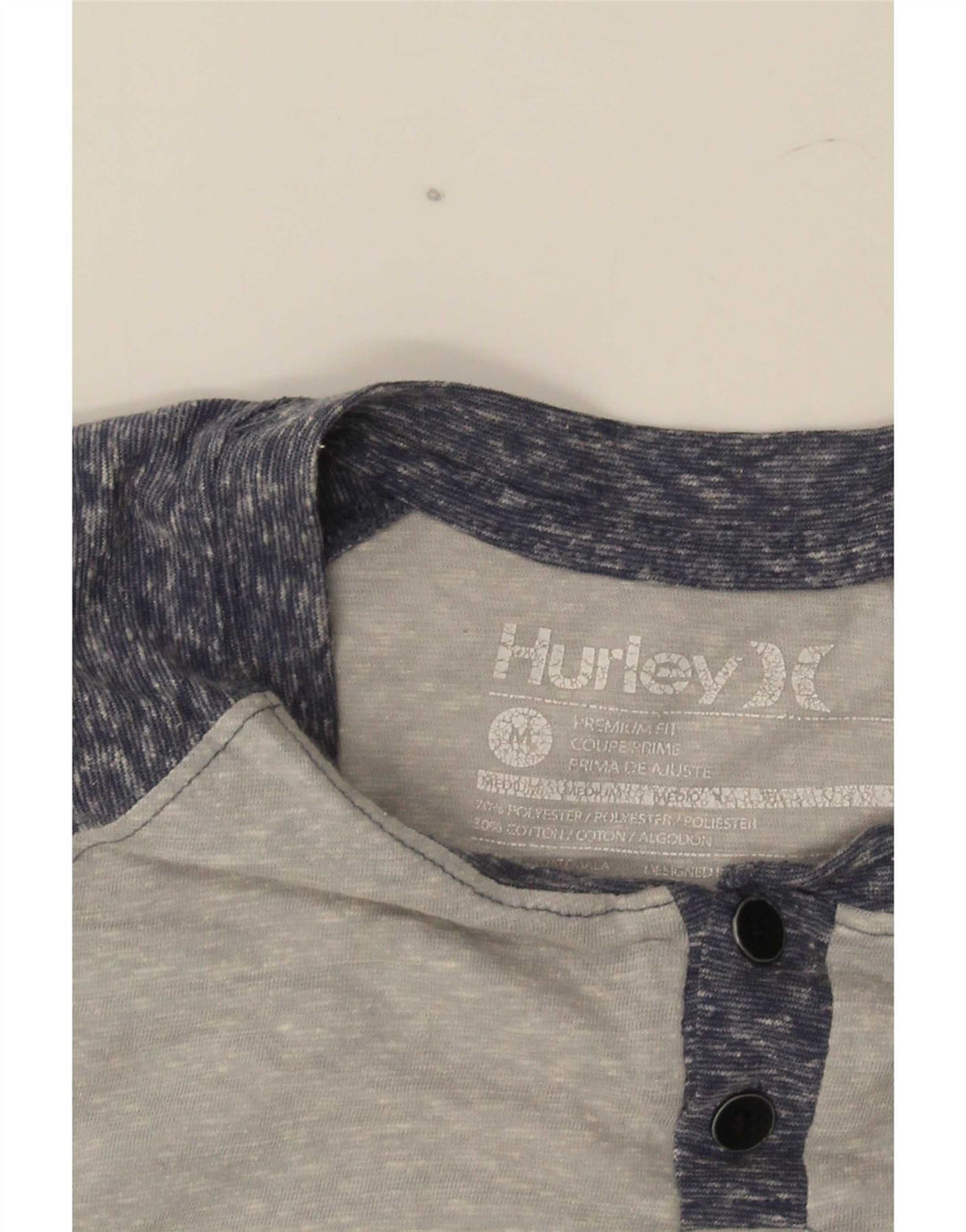Hurley Herre Premium Fit T-shirt Top Medium Grey Colourblock Polyester