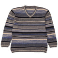 Vintage Dame V-hals Jumper Sweater UK 14 Medium Flerfarvet Stribet