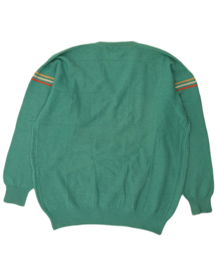 Pringle Herre V-hals sweater Stor turkis stribet uld