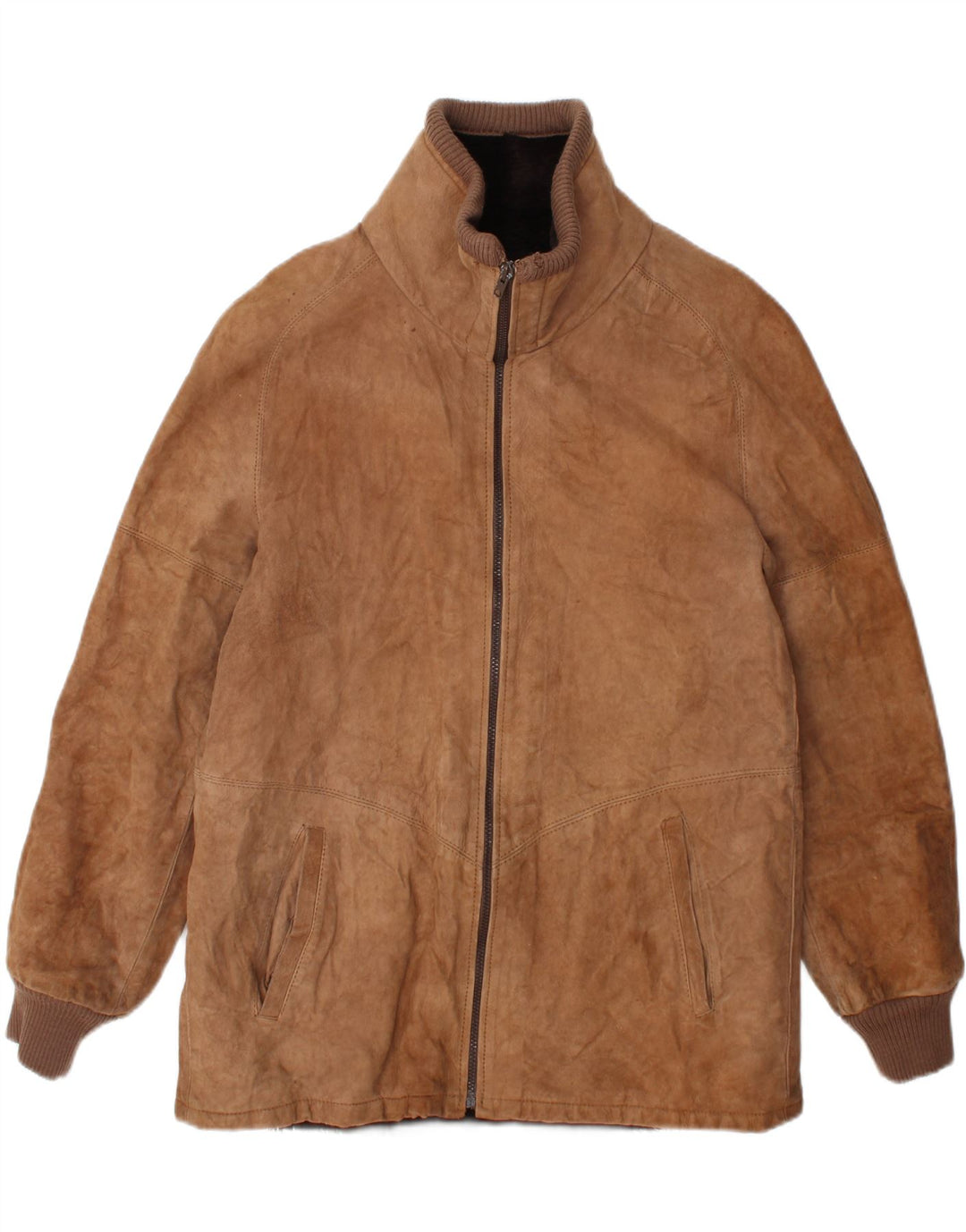 Vintage Herre Shearling Jacket UK 38 Medium Brown Læder