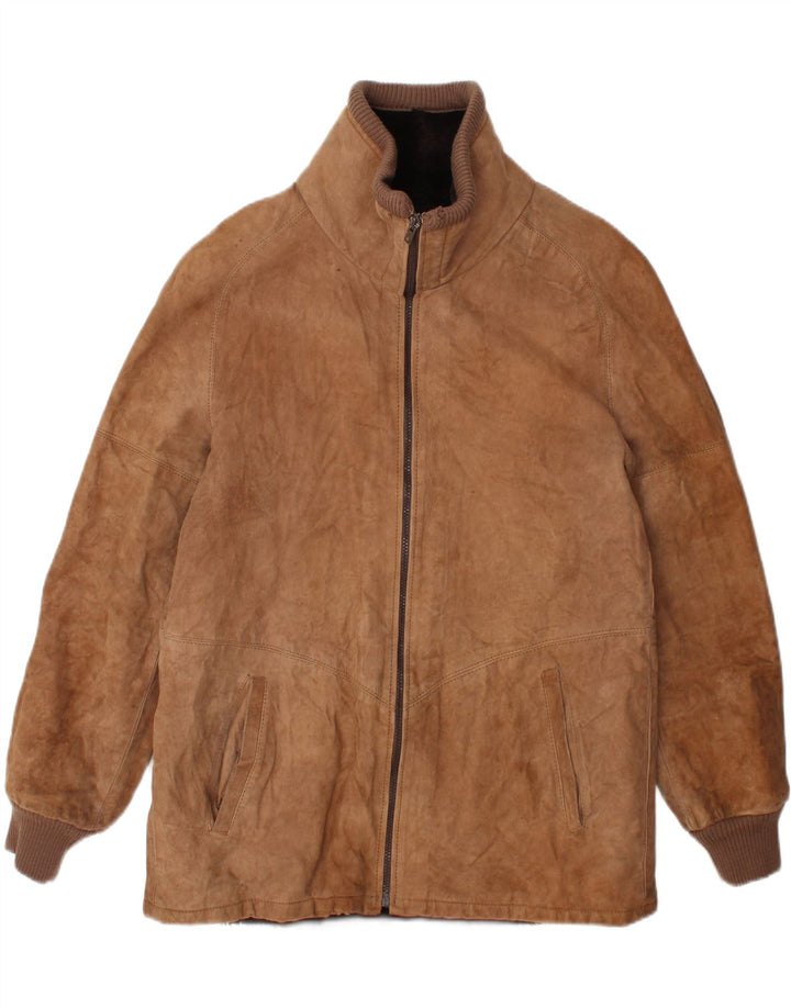 Vintage Herre Shearling Jacket UK 38 Medium Brown Læder