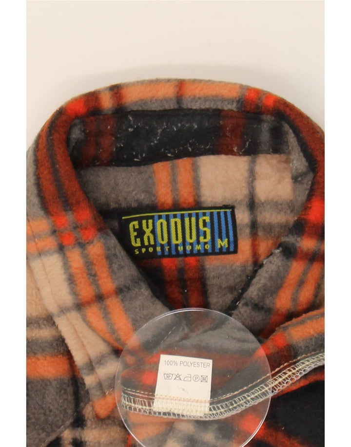 Vintage fleeceskjorte til mænd, medium brun plaid polyester