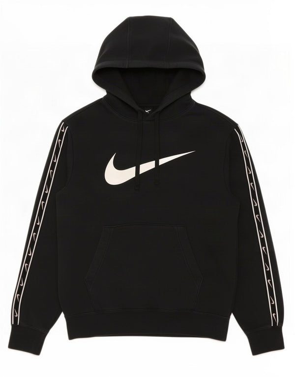 Nike Womens Graphic Oversized Hoodie Jumper UK 6 XS Black Cotton