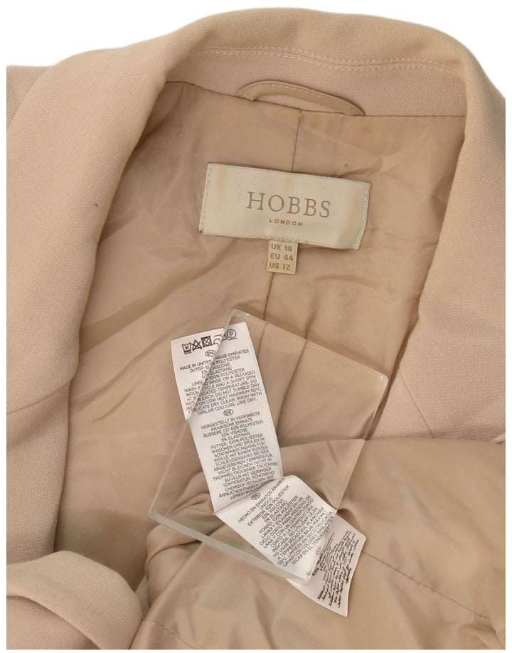 Hobbs Dame 1 Knap Blazer Jacket UK 16 Stor Beige Polyester