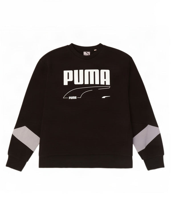 Puma Herre Grafisk Sweatshirt Jumper XL Sort Colourblock Bomuld