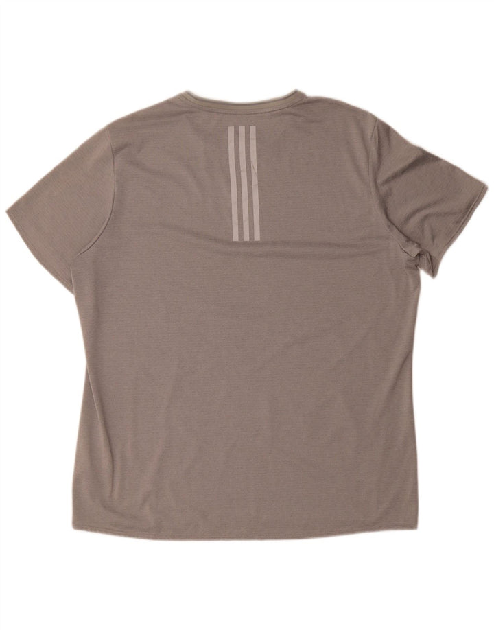 Adidas Herre Løbe T-shirt Top XL Grå Stribet Polyester