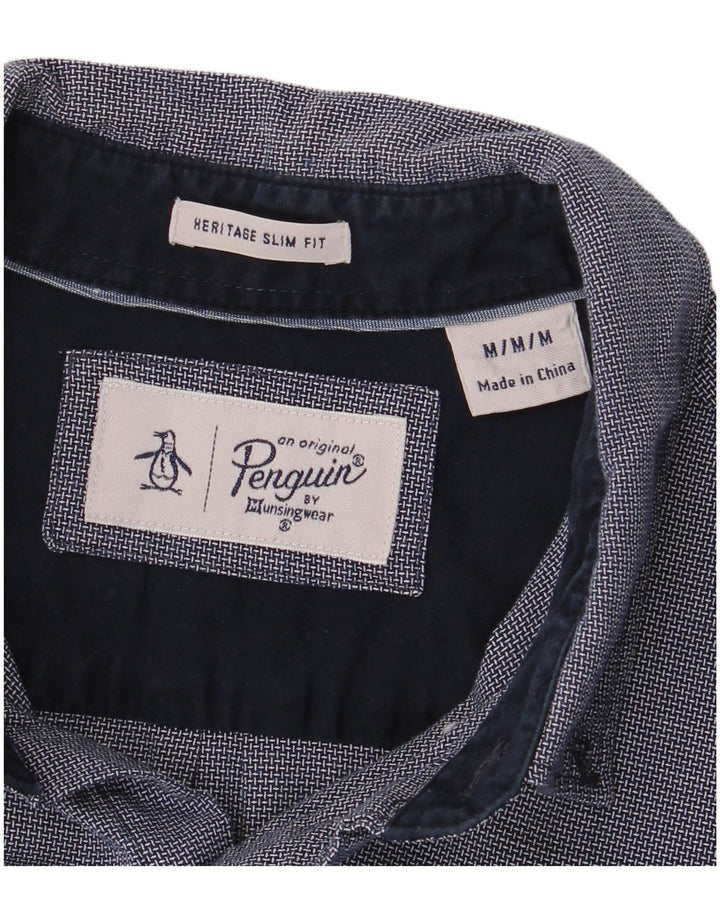 Penguin Heritage Slim Fit Skjorte Medium Marineblå Geometrisk Rayon