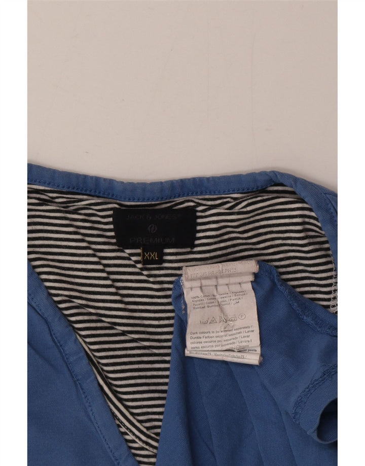 Jack & Jones Herre T-Shirt Top 2XL Blå Bomuld