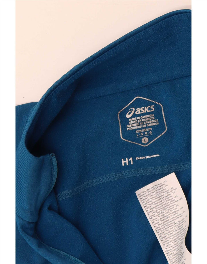 Asics Herre Pullover Træningsdragt Top Stor Blå Colourblock Polyester Sports