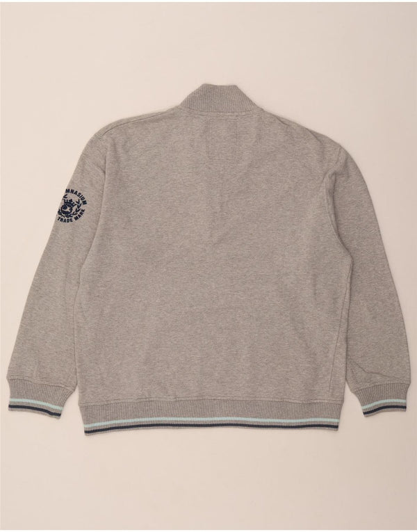 Gymnasium Herre Grafisk Zip Neck Sweatshirt Jumper 4XL Grå Flecked