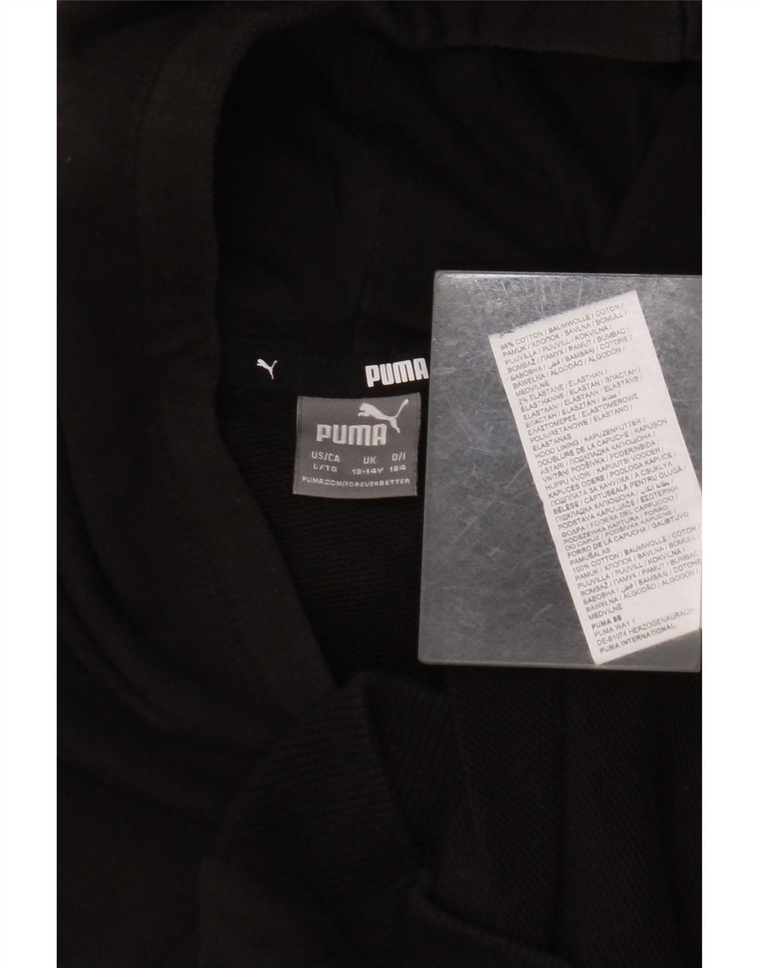 PUMA Grafisk hættetrøje til piger 13-14 år Sort bomuld