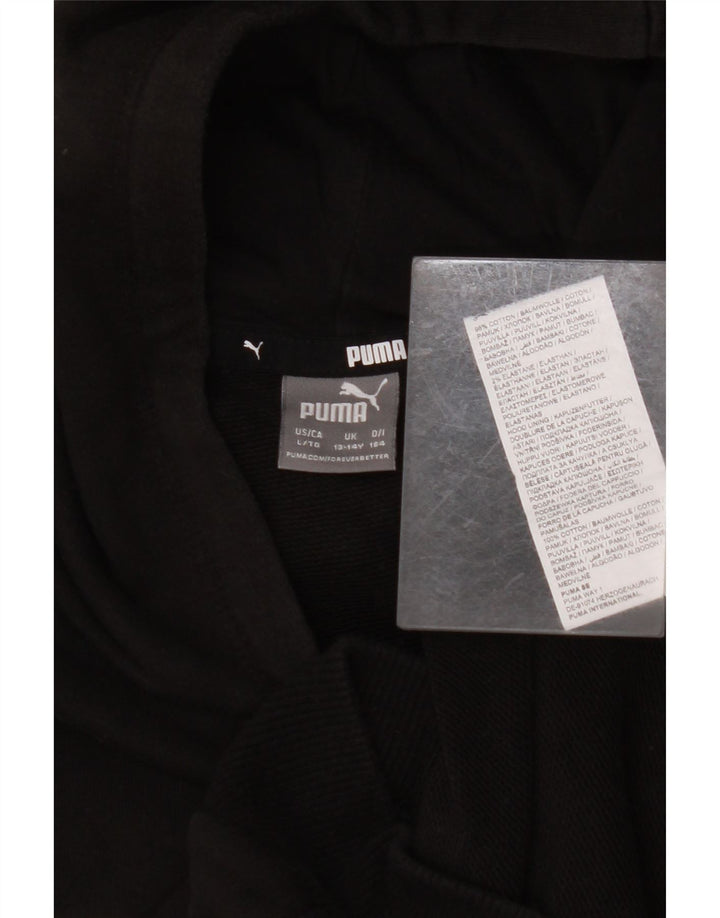 PUMA Grafisk hættetrøje til piger 13-14 år Sort bomuld