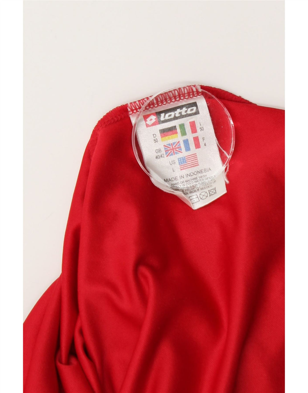 Lotto Herre Polo Shirt UK 40/42 Stor rød stribet polyester