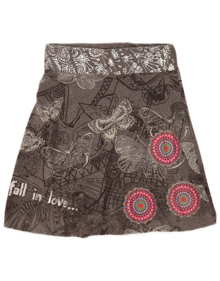 Desigual Kvinders Grafisk A-Line nederdel Medium W30 Grå Blomsterbomuld