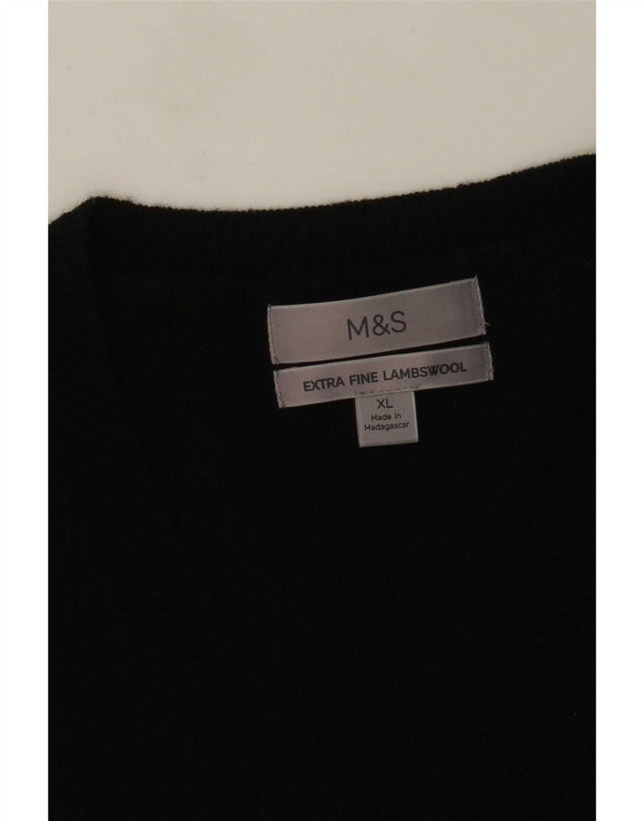 Marks & Spencer Herre V-hals sweater XL Sort lammeuld