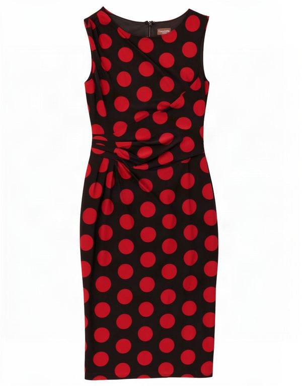 Phase Eight Kvinders Ærmeløs Skede Kjole UK 10 Small Black Polka Dot