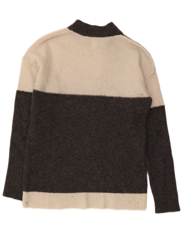 John Lewis Dame Turtle Neck Jumper Sweater UK 6 XS Grå Colourblock Uld