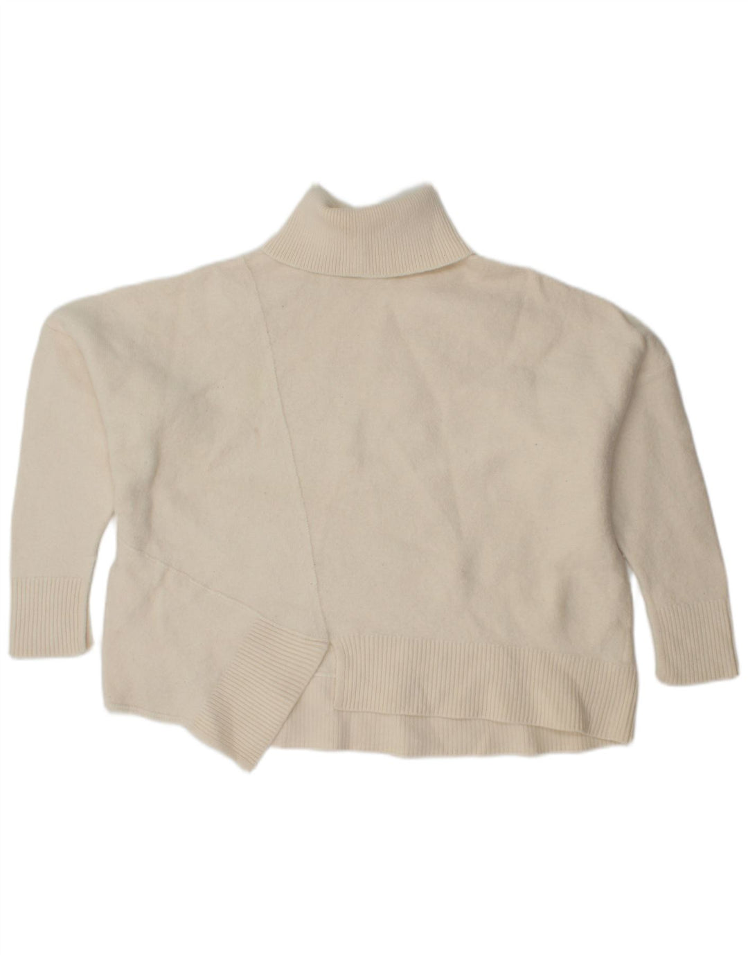 Cos Dame Oversized Roll Neck Jumper Sweater UK 14 Medium White Wool