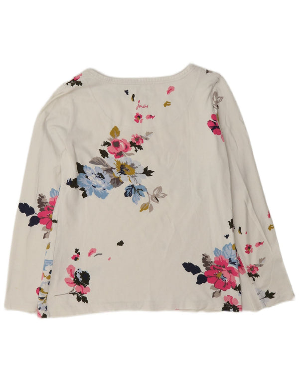 Joules Dame Top Langærmet UK 10 Small White Floral Bomuld