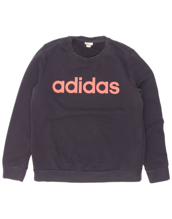 Adidas Graphic Sweatshirt Jumper UK 14 Medium Navy Blue
