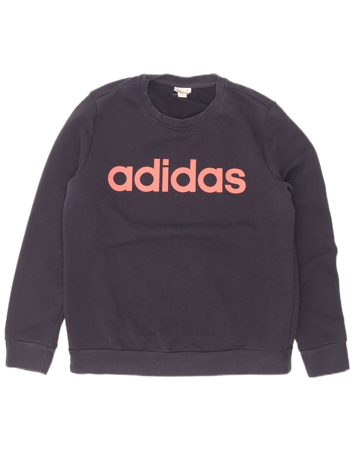 Adidas Graphic Sweatshirt Jumper UK 14 Medium Navy Blue