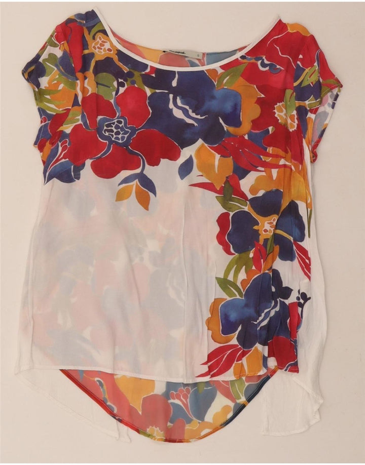 DESIGUAL Womens Blouse Top UK 10 Small Multicoloured Floral Viscose Vintage Desigual and Second-Hand Desigual from Messina Hembry 