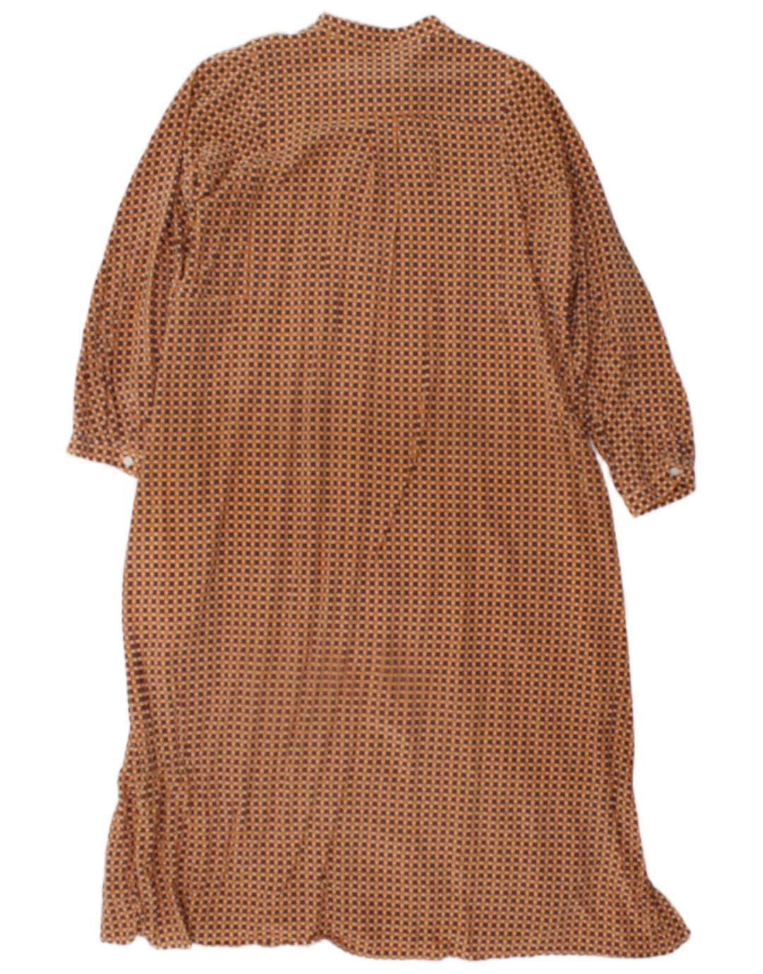 Max Mara Dame Weekend Langærmet Maxikjole UK 10 Lille Brun Geometrisk