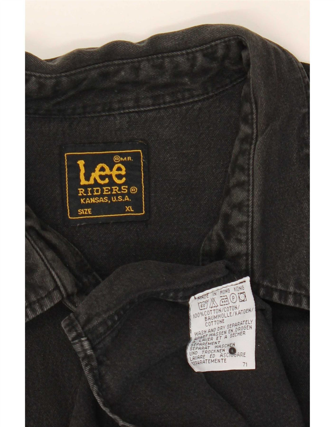 Lee Herre Riders Denim Shirt XL Sort Bomuld