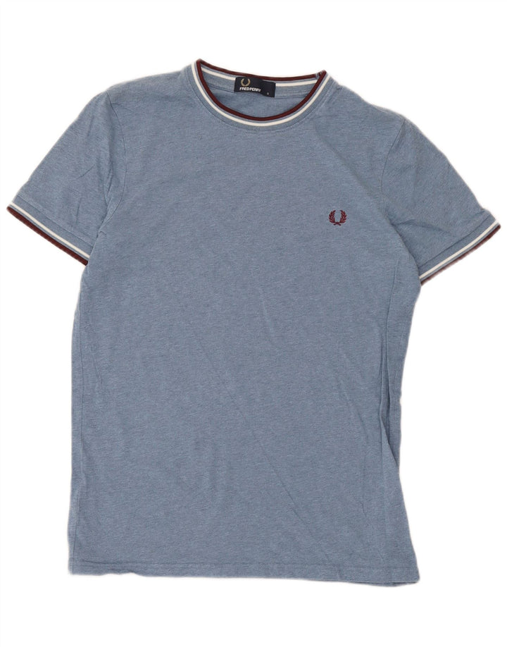 Fred Perry Herre T-Shirt Top Lille Blå Bomuld