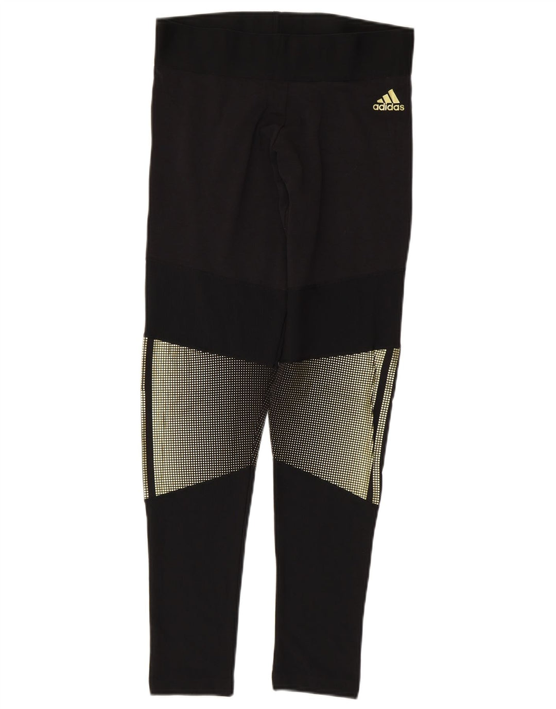 ADIDAS Womens Leggings UK 12 /14 Medium  Black Colourblock Cotton