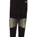 ADIDAS Womens Leggings UK 12 /14 Medium  Black Colourblock Cotton