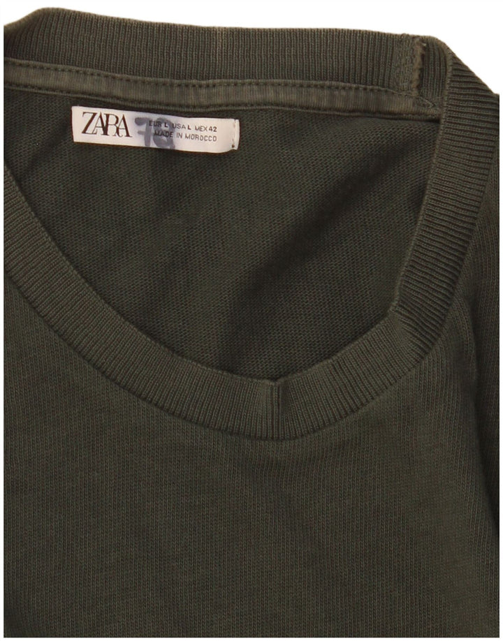 Zara Herre T-Shirt Top Stor Khaki