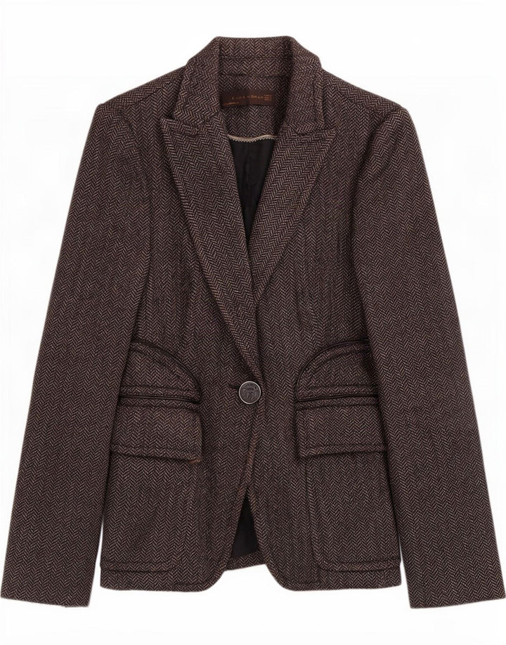 Zara Dame 1-knap Blazer Jacket UK 8 Small Grå sildebenspolyester